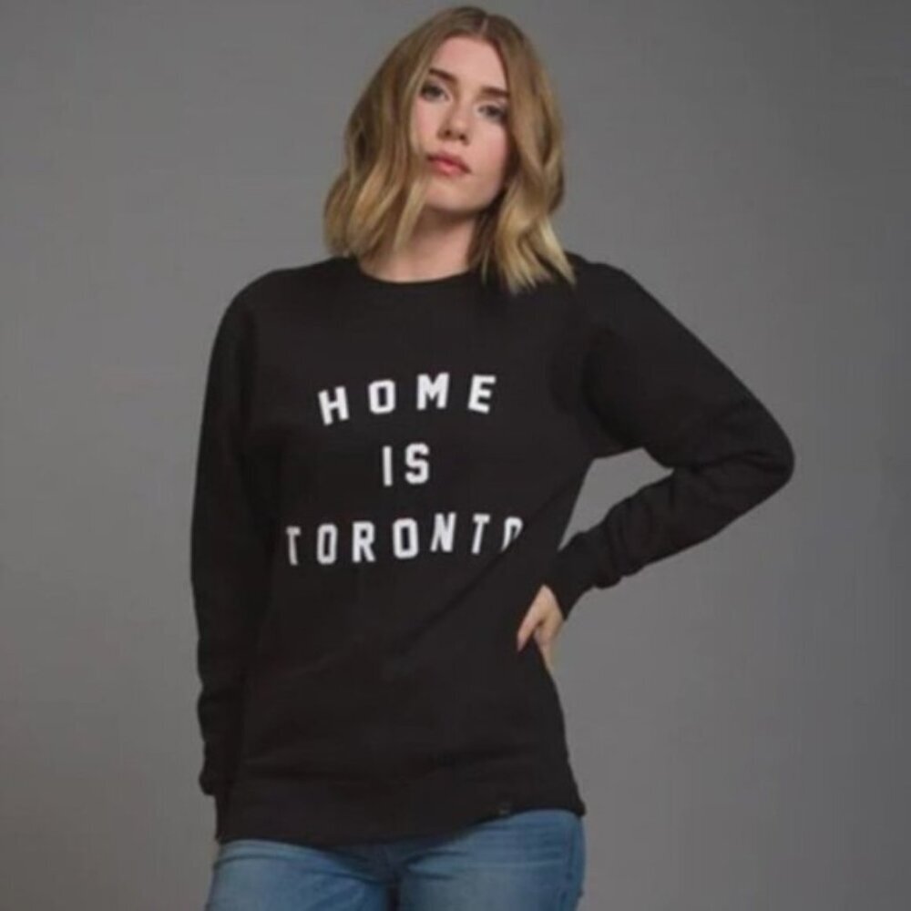 PEACE Collective Black HOME IS TORONTO Crewneck Sweatshirt Medium fit